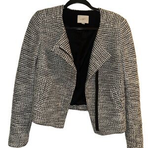 LOFT Women's Textured Black and White Blazer